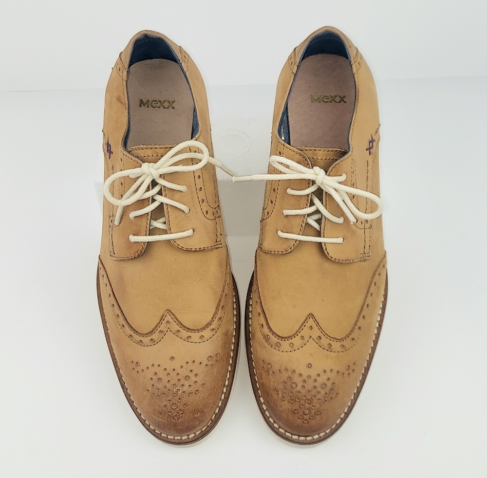 Mexx Tan Leather Women's Wingtip Brogue Shoes